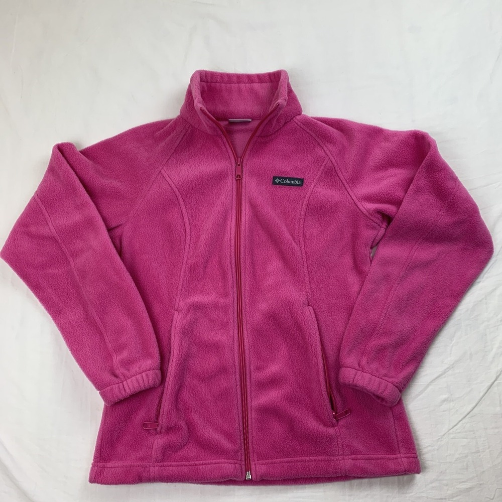Columbia Sz S Women's Full Zip Fleece Jacket Pink Excellent Condition Cancer Awa